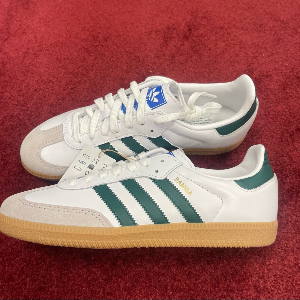 Adidas Samba OG White and Dark Green Sneakers